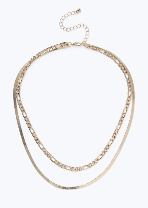 Muse Snake Figaro Multirow Chain Necklace In Rose Gold - One Size Image 1