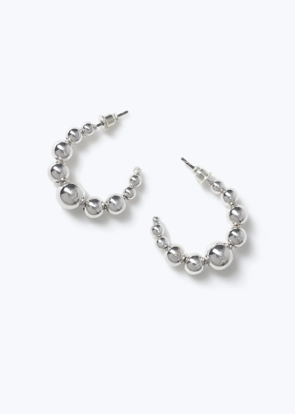 Muse Silver Ball Hoop Earrings - One Size Image 2