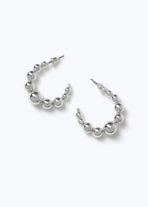 Muse Silver Ball Hoop Earrings - One Size Image 2