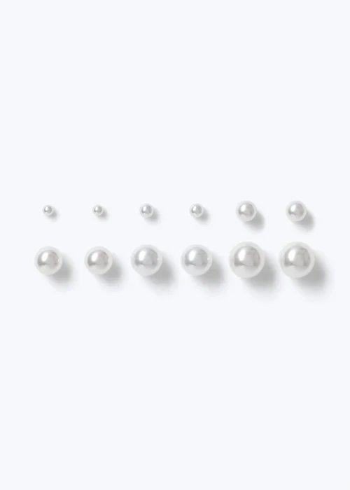 Muse Silver Classic Pearl Six Pack Earrings - One Size Image 1