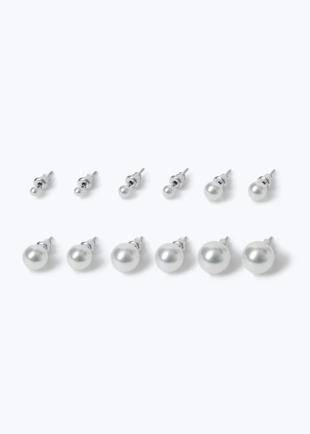 Muse Silver Classic Pearl Six Pack Earrings - One Size Image 2