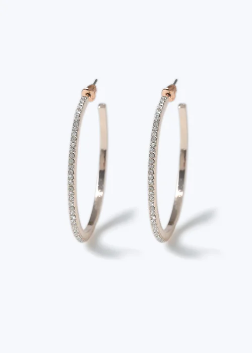 Muse Gold Rhinestone Hoop Earrings - One Size Image 2