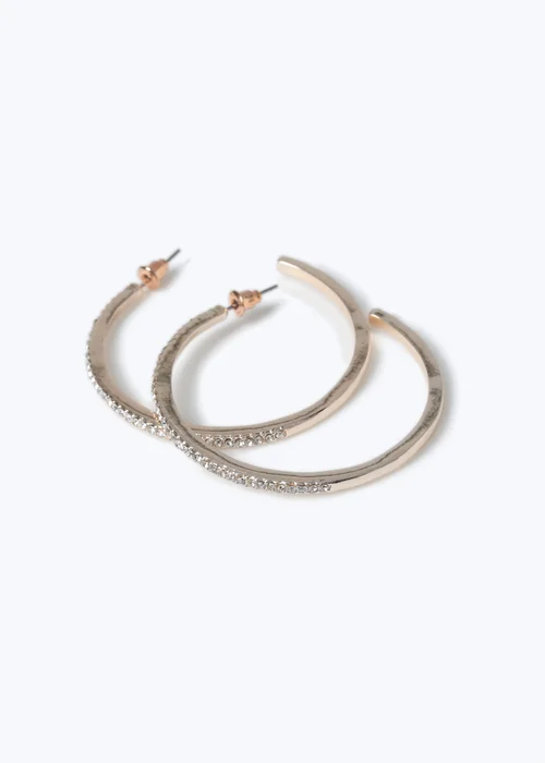 Muse Gold Rhinestone Hoop Earrings - One Size Image 3