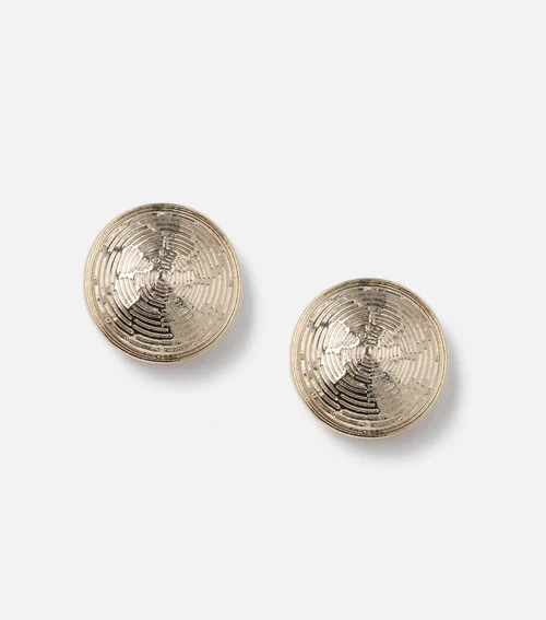 Muse Gold Textured Coin Stud Earrings - One Size Image 1
