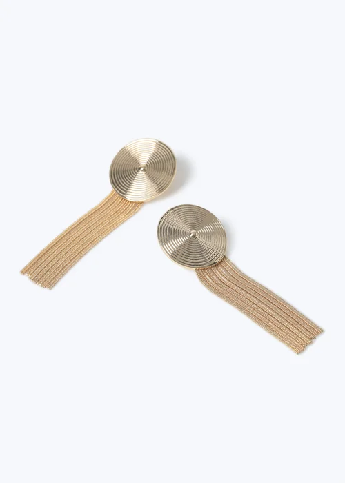 Muse Gold Disc Top Chain Drop Earring - One Size Image 2