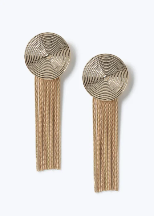 Muse Gold Disc Top Chain Drop Earring - One Size Image 1