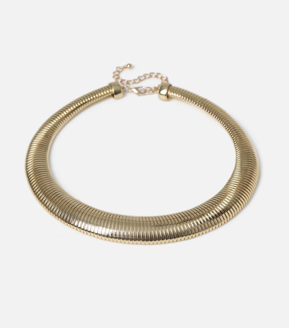 Muse Ridged Collar Necklace In Gold - One Size Image 1
