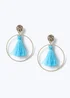 Muse Blue Tassel Circle Drop Earrings - One Size Image 1