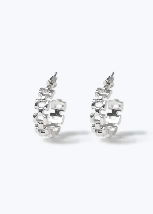 Muse Silver Watch Strap Hoop Earrings - One Size Image 2