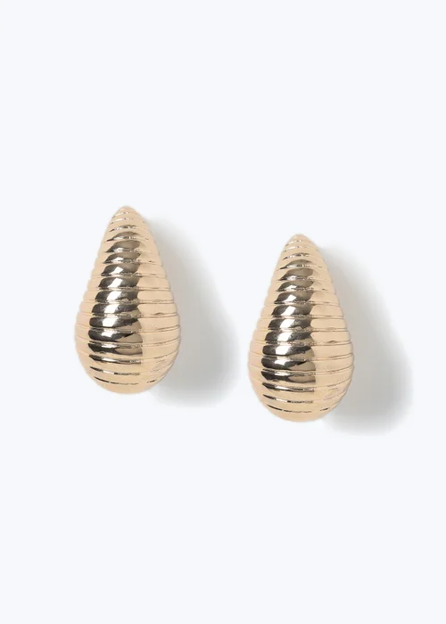 Muse Gold Textured Teardrop Earring - One Size Image 1