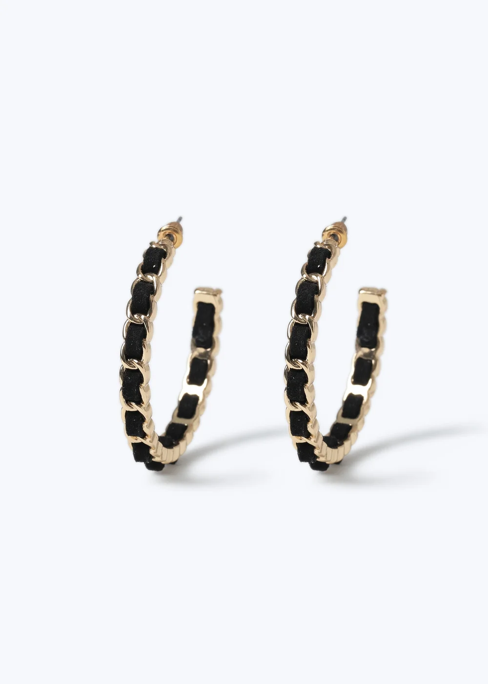 Muse Black Threaded Chain Hoop Earring - One Size Image 3