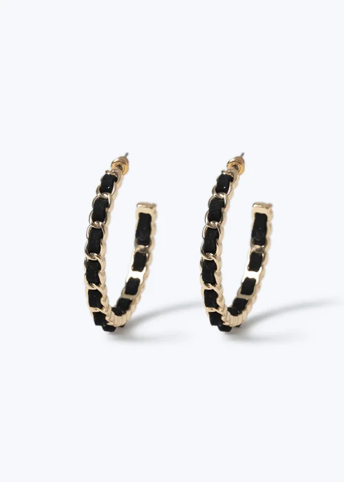 Muse Black Threaded Chain Hoop Earring - One Size Image 3