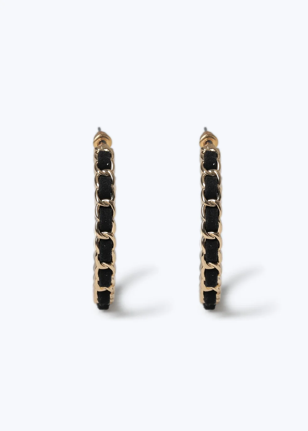 Muse Black Threaded Chain Hoop Earring - One Size Image 2