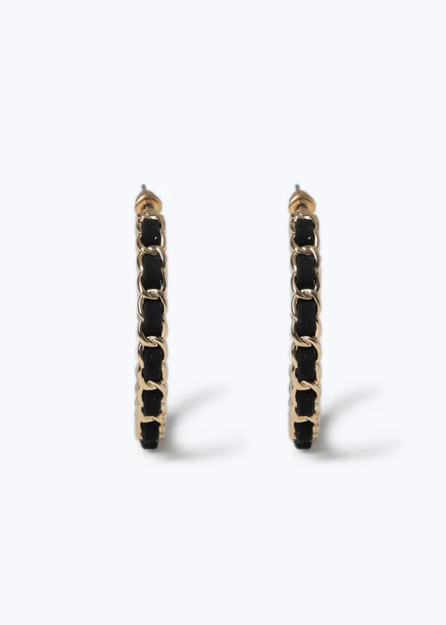 Muse Black Threaded Chain Hoop Earring - One Size Image 2