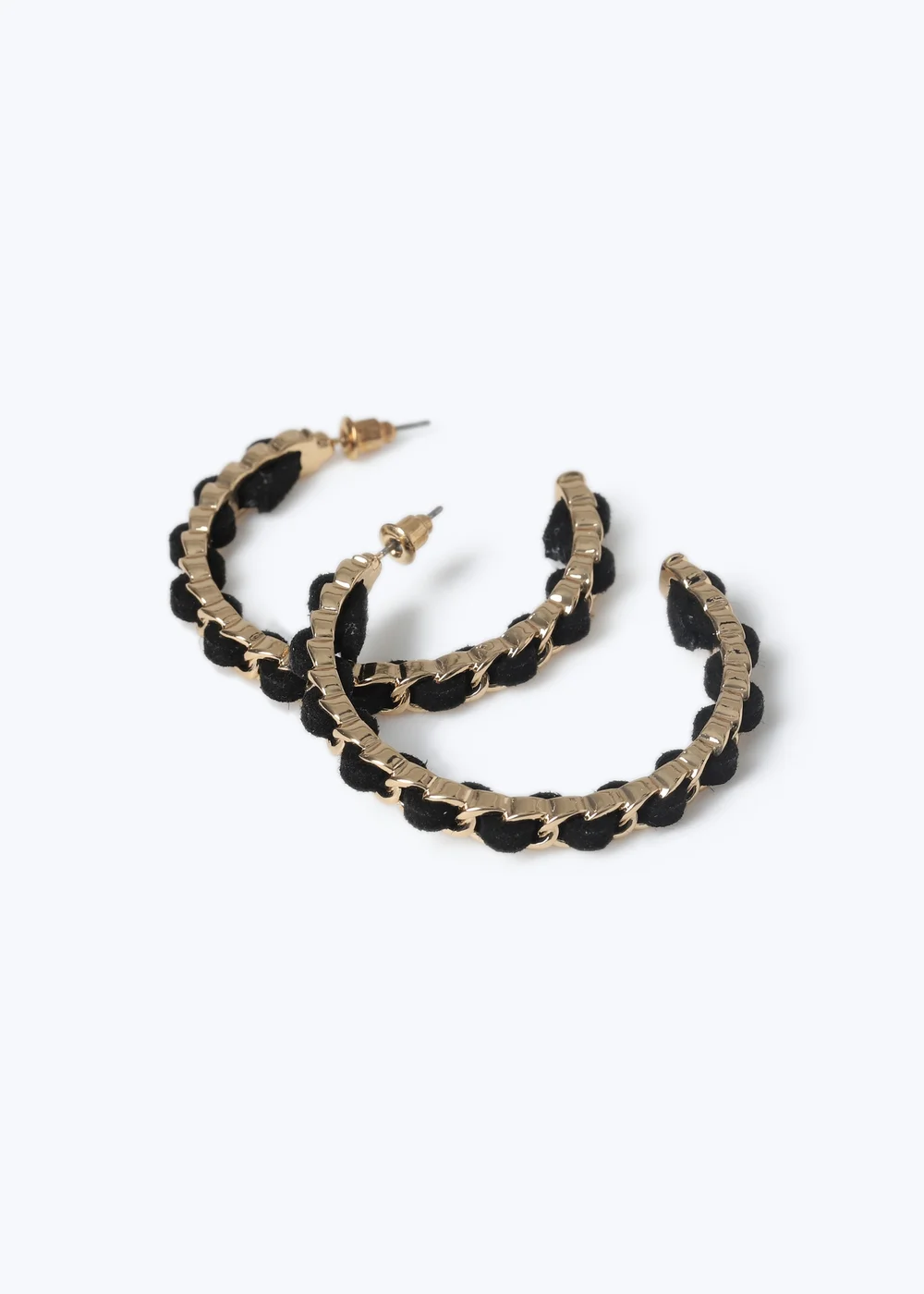 Muse Black Threaded Chain Hoop Earring - One Size Image 4