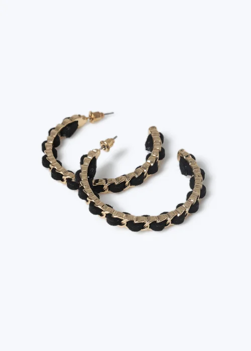 Muse Black Threaded Chain Hoop Earring - One Size Image 1
