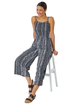 Roman Black Aztec Stripe Print Crop Stretch Jumpsuit - Size 20 Image 2