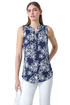Roman Navy Sleeveless V-Neck Floral Print Stretch Top - 18 Image 1