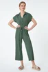 Roman Khaki Plain Ribbed Stretch Jersey Jumpsuit - Size 24 Image 3