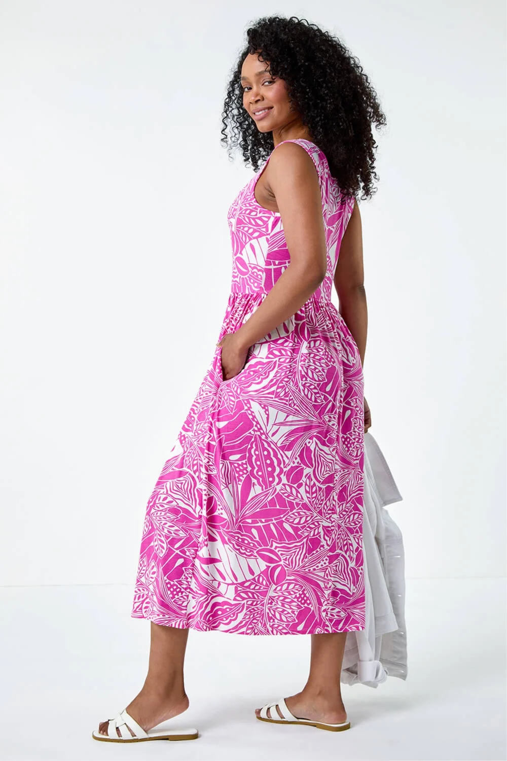 Roman Fuchisa Petite Tropical Stretch Jersey Pocket Dress - 8 Image 3