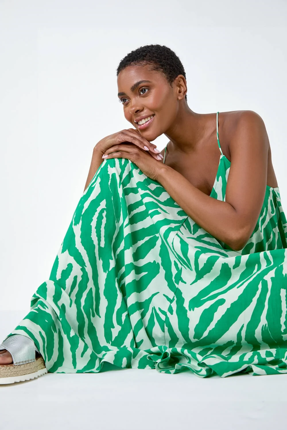 Roman Green Animal Print Halter Neck Maxi Dress - Size 22 | Matalan Roman Green Animal Print Halter Neck Maxi Dress - Size 22 | Matalan