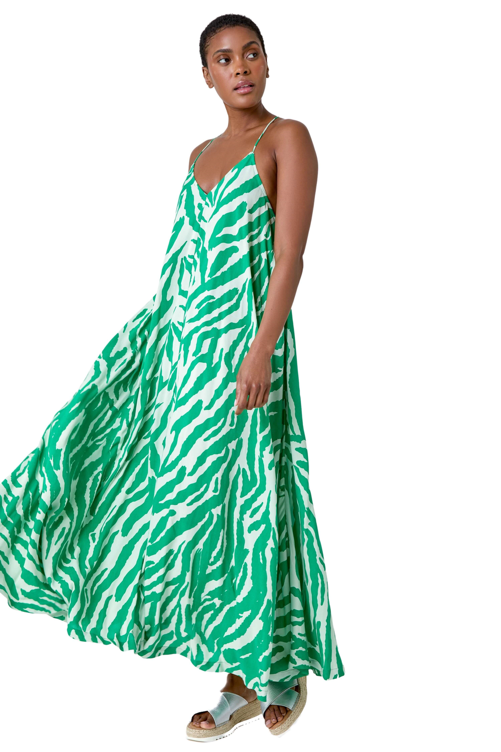 Roman Green Animal Print Halter Neck Maxi Dress - Size 22 | Matalan Roman Green Animal Print Halter Neck Maxi Dress - Size 22 | Matalan