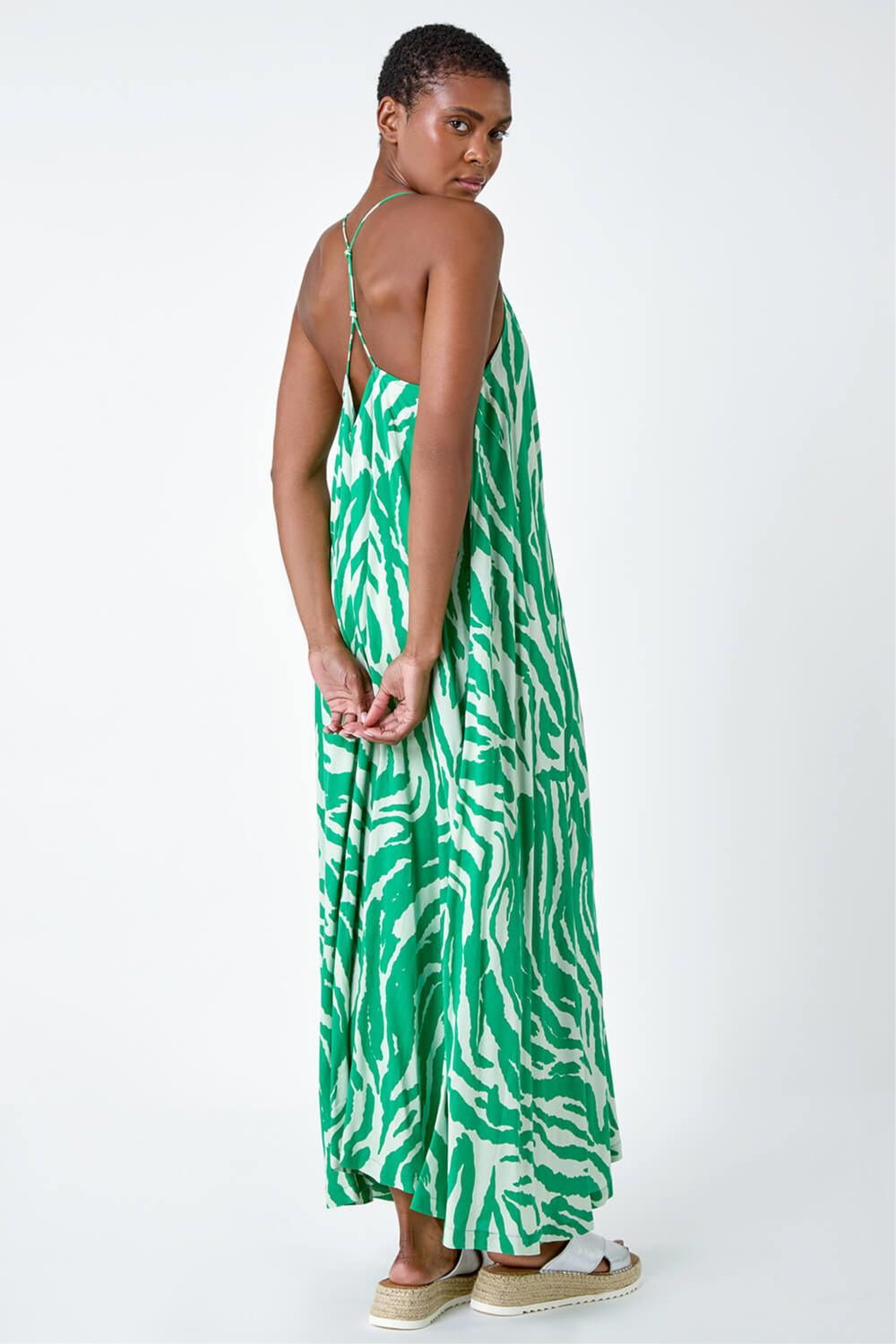 Roman Green Animal Print Halter Neck Maxi Dress - Size 22 | Matalan Roman Green Animal Print Halter Neck Maxi Dress - Size 22 | Matalan