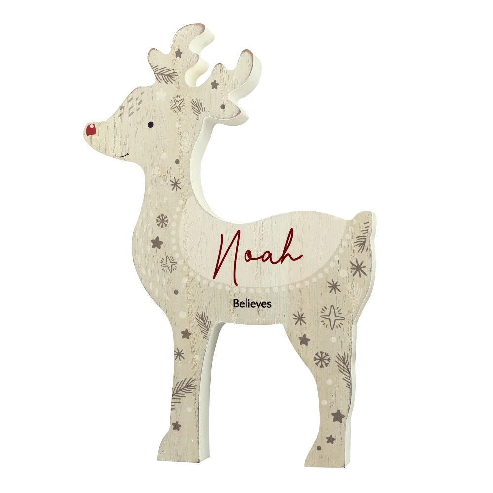 Personalised Memento Company Wood Red Nosed Reindeer Ornament - One Size Image 5