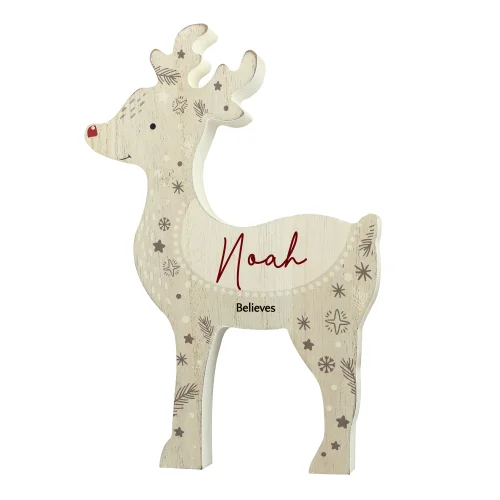 Personalised Memento Company Wood Red Nosed Reindeer Ornament - One Size Image 5