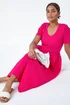 Roman Fuchsia Cotton Stretch Jersey Mix Midi Dress - Size 22 Image 3