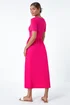 Roman Fuchsia Cotton Stretch Jersey Mix Midi Dress - Size 22 Image 4