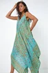 Dusk Teal Paisley Floral Pocket Slouchy Jumpsuit - S Image 2