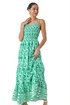 Dusk Green Aztec Border Print Shirred Maxi Dress - 16 Image 1