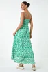 Dusk Green Aztec Border Print Shirred Maxi Dress - 16 Image 4
