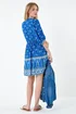 Roman Royal Blue Paisley Floral Border Print Dress - 12 Image 4