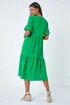 Roman Green Textured Spot Frill Tiered Midi Dress - 18 Image 4