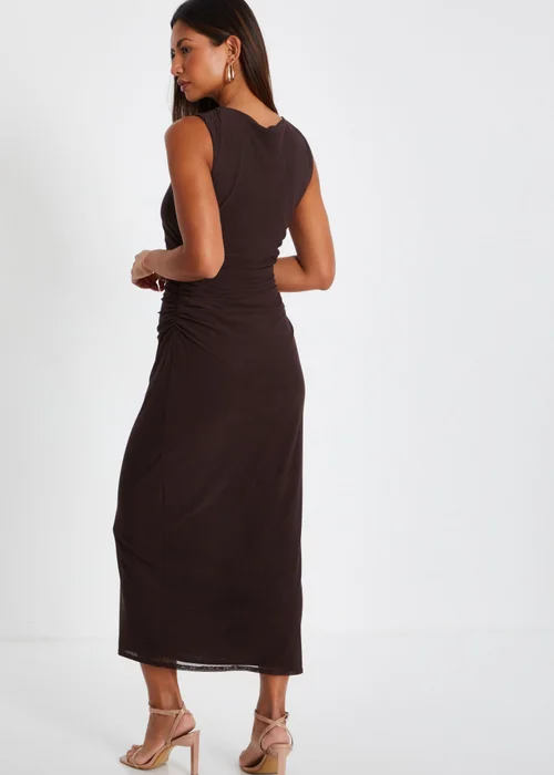 Quiz Brown Mesh Ruched Bodycon Midaxi Dress - 6 Image 2