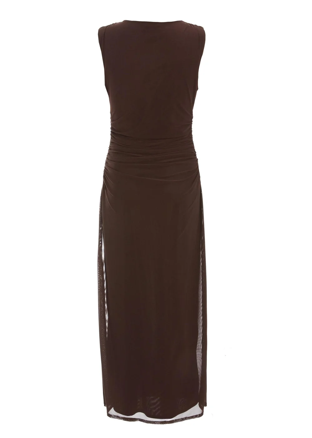 Quiz Brown Mesh Ruched Bodycon Midaxi Dress - 6 Image 5