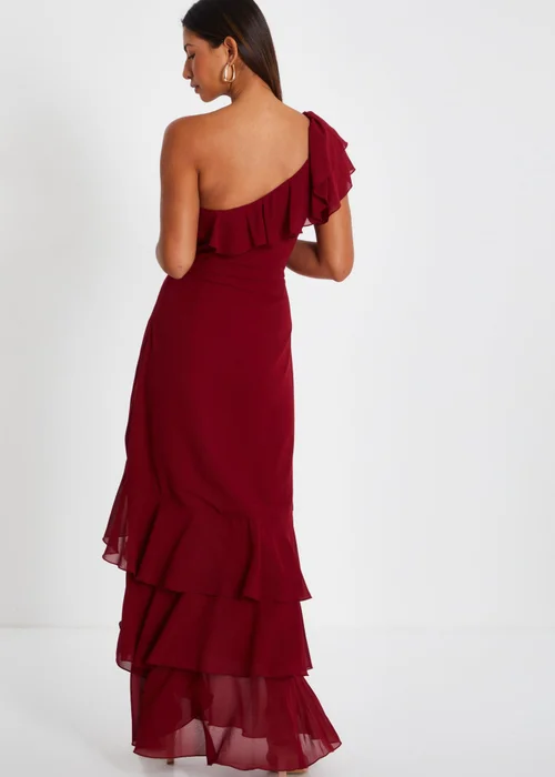 Quiz Red One Shoulder Chiffon Ruffle Maxi Dress - 6 Image 2
