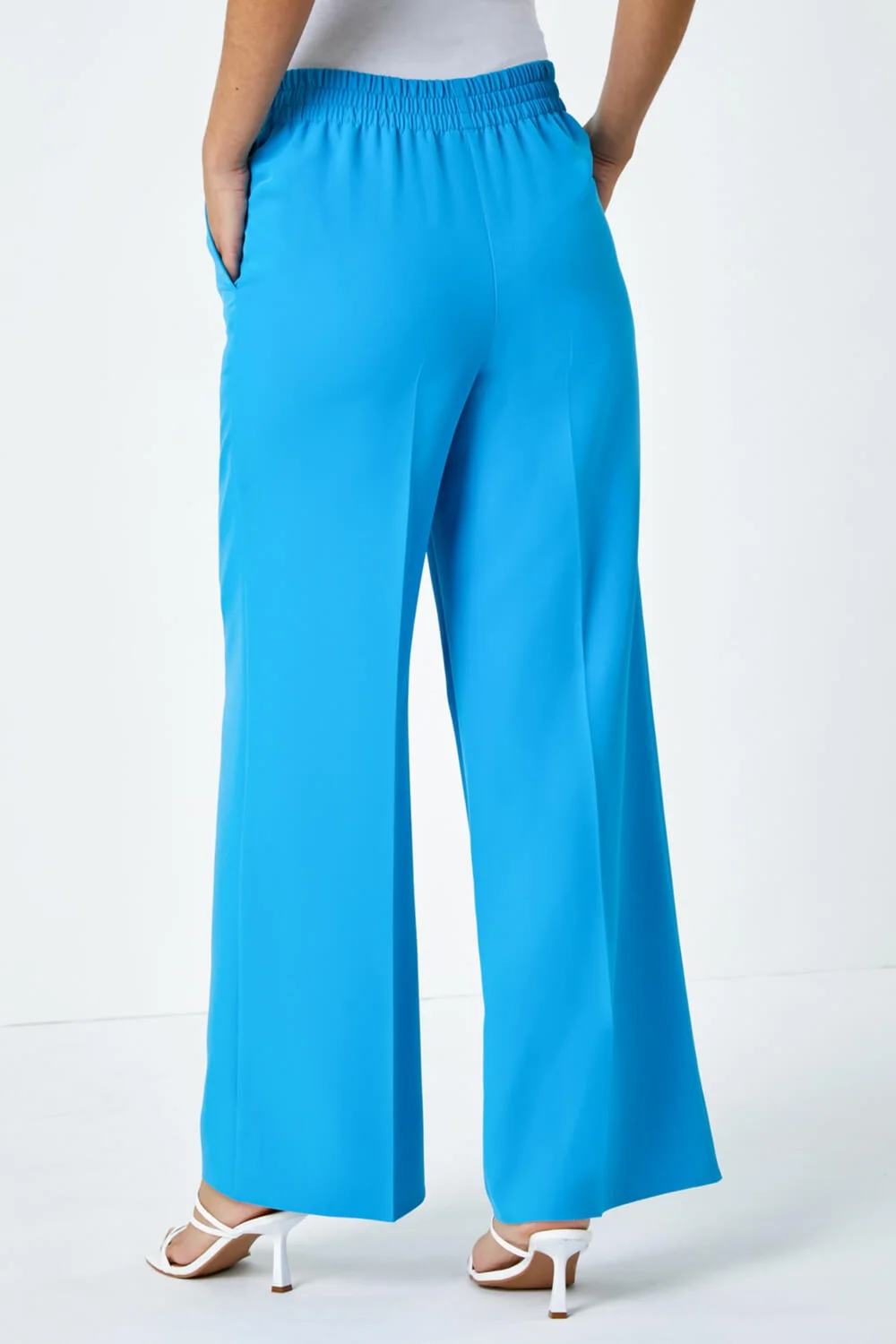 Roman Turquoise Wide Leg Elastic Waist Tie Front Trouser - 20 Image 4