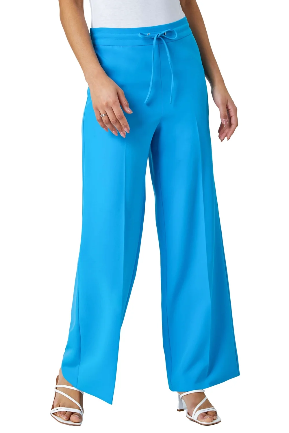 Roman Turquoise Wide Leg Elastic Waist Tie Front Trouser - 20 Image 2
