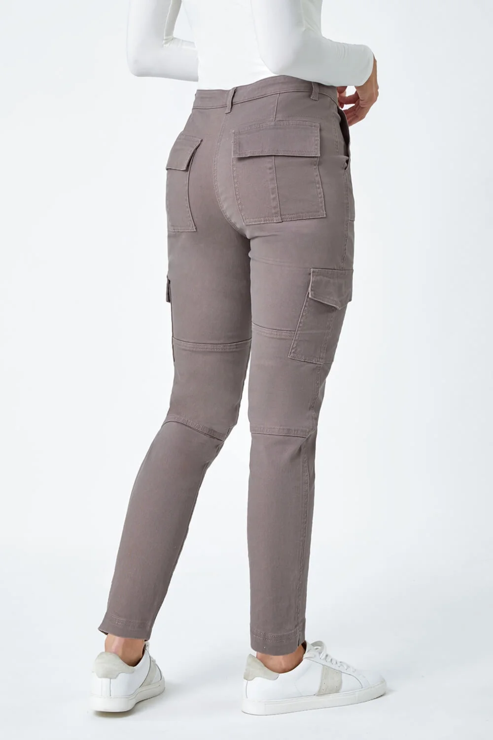 Roman Taupe Cotton Blend Cargo Stretch Jegging - 10 Image 3