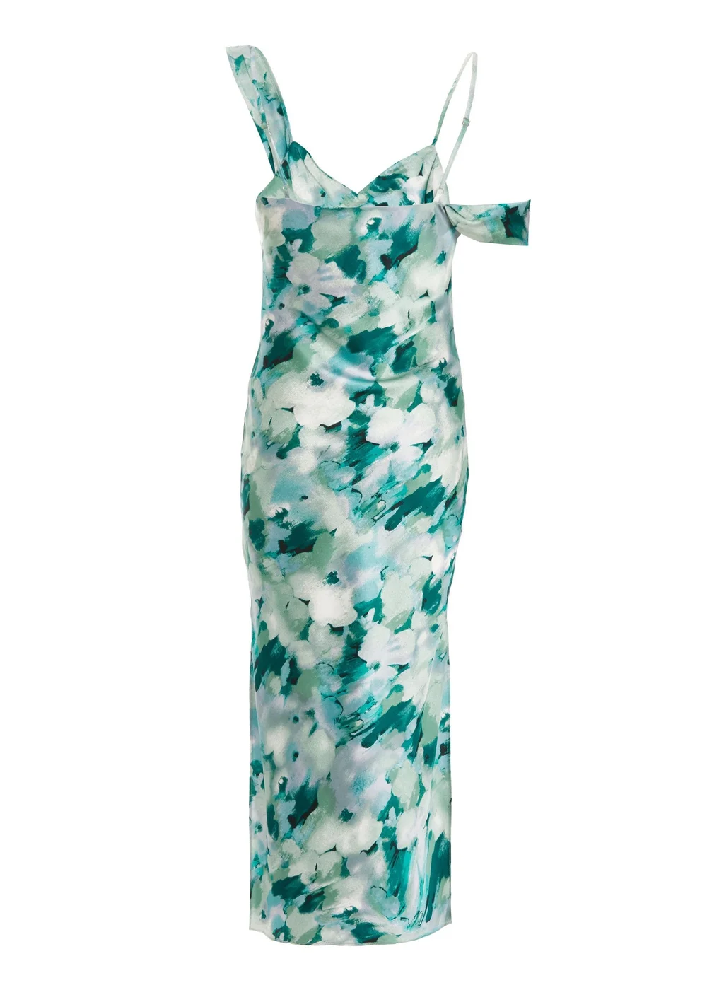 Quiz Blue Petite Floral Satin Asymmetric Midaxi Dress - 6 Image 5