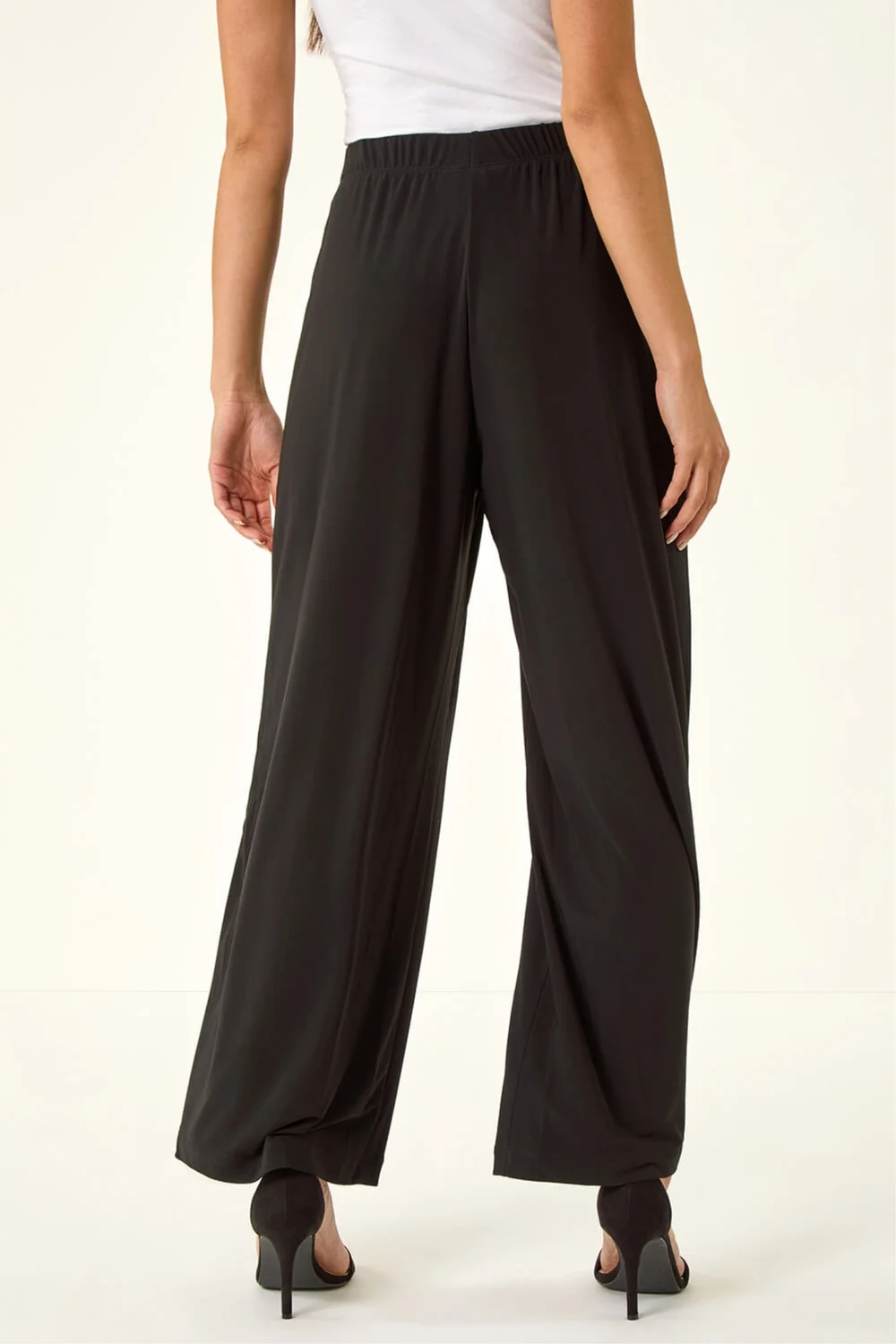 Roman Black Petite Wide Leg Stretch Trouser - 18 Image 3