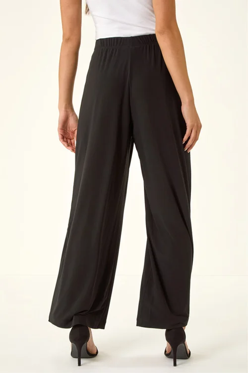 Roman Black Petite Wide Leg Stretch Trouser - 18 Image 3