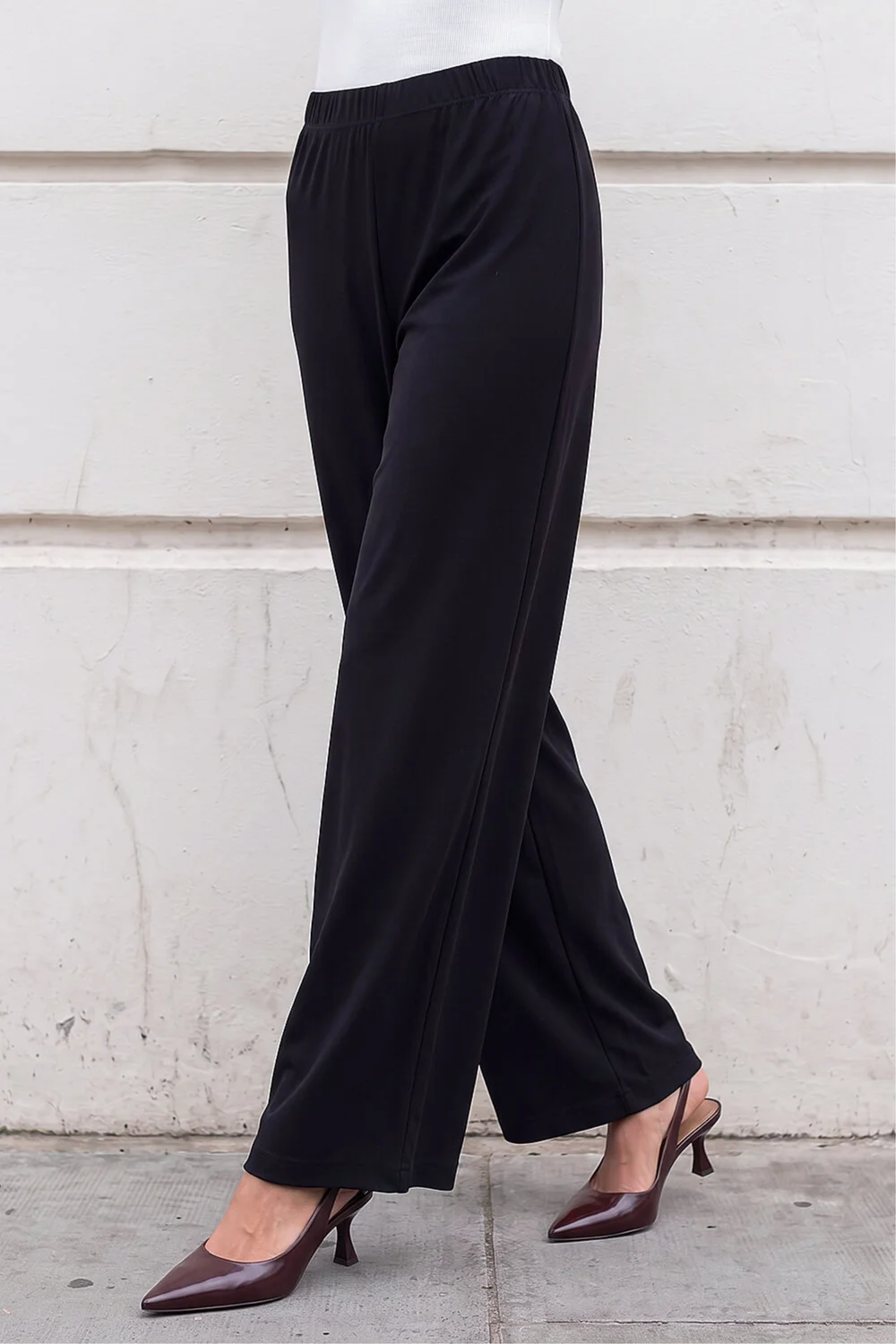 Roman Black Petite Wide Leg Stretch Trouser - 16 Image 3