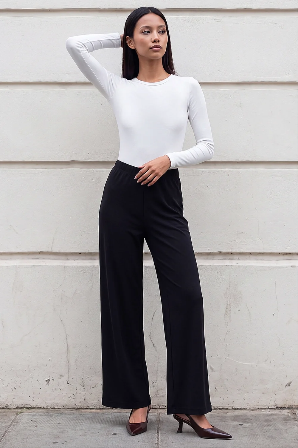 Roman Black Petite Wide Leg Stretch Trouser - 16 Image 2