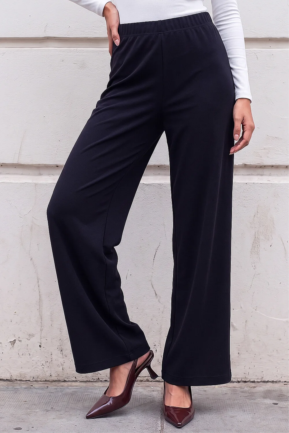 Roman Black Petite Wide Leg Stretch Trouser - 16 Image 1