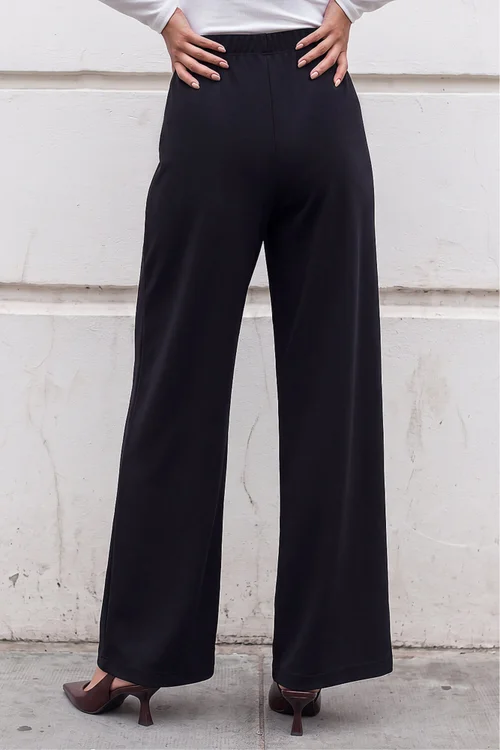 Roman Black Petite Wide Leg Stretch Trouser - 16 Image 4