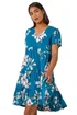 Roman Teal Floral Print Tiered Mini Dress - 12 Image 2